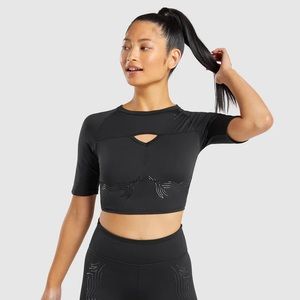 GYMSHARK WOMENS EXO ULTRA CROP TOP - BLACK SIZE SMALL BRAND NEW WITH TAGS